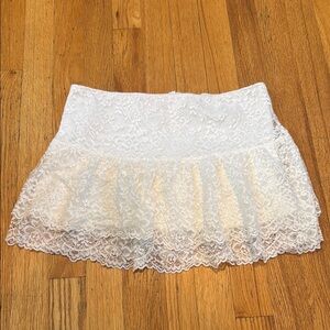 Elegant White Lace Skirt With Zipper Women’s Small